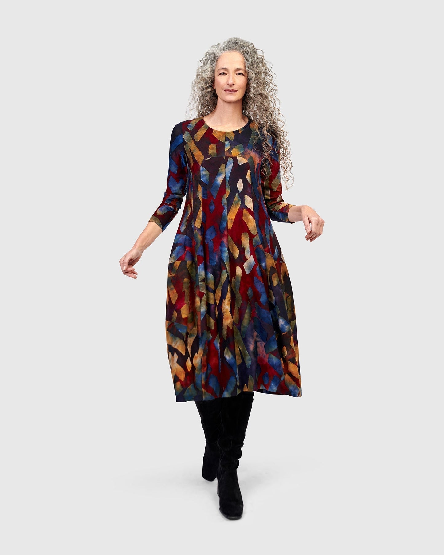 Dayglow Crew Cocoon Dress, Abstract